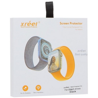 Стекло защитное Screen Protection Xreel для Apple Watch 7 series (41мм) черная рамка - фото 47705