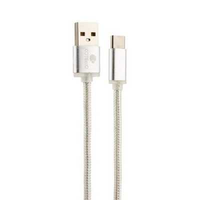 Дата-кабель USB COTECi M20 NYLON series Type-C Cable CS2128-0.2M-TS (0.2m) Серебристый - фото 55937