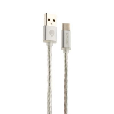 Дата-кабель USB COTECi M20 NYLON series Type-C Cable CS2128-3M-TS (3.0m) Серебристый - фото 55939