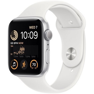 Apple Watch SE 2022 GPS 44mm S/M/L Silver Aluminium/White (серебристый/белый) - фото 48893