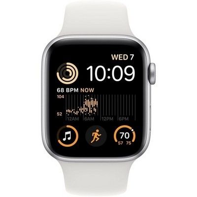 Apple Watch SE 2022 GPS 44mm S/M/L Silver Aluminium/White (серебристый/белый) MNK23RU - фото 48918
