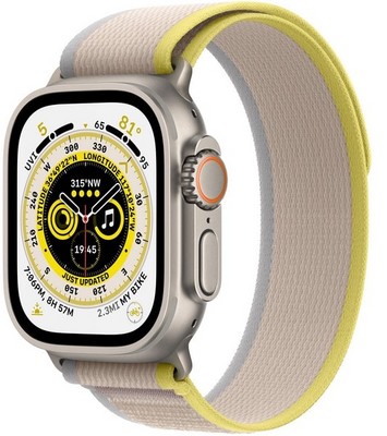 Apple Watch Ultra GPS + Cellular, 49mm S-M/М-L Titanium Case with Yellow/Beige Trail Loop (желтый/бежевый) - фото 48933