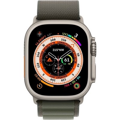 Apple Watch Ultra GPS + Cellular, 49mm S/M/L Titanium Case with Green Alpine Loop (зеленый) - фото 48940