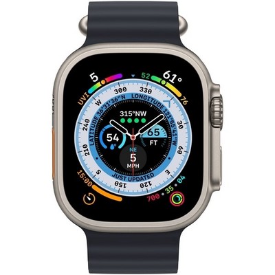 Apple Watch Ultra GPS + Cellular, 49mm One Size Titanium Case with Midnight Ocean Band (тёмная ночь) - фото 48970