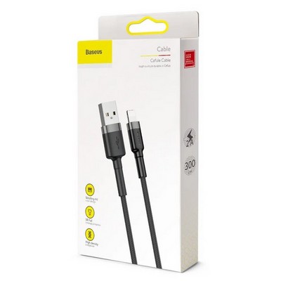 Дата-кабель USB Baseus Cafule cable for Lightning (CALKLF-RG1) (3.0 м) Gray-Black - фото 49640