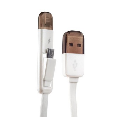 Дата-кабель USB Remax TRANSFORMERS high speed 2в1 lightning & microUSB плоский (1.0 м) белый - фото 55817