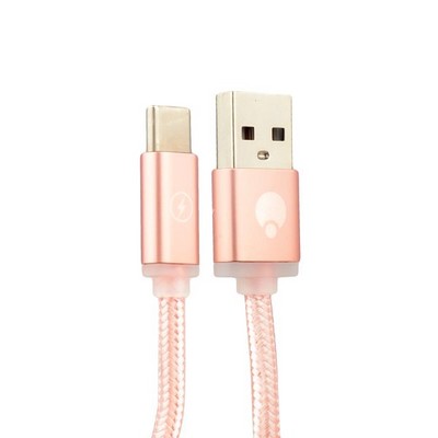 Дата-кабель USB COTECi M20 NYLON series Type-C Cable CS2128-MRG (1.2m) Розовое золото - фото 55825
