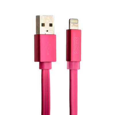 Дата-кабель USB COTECi R1 FLAT series Lightning+MFI+Led CS2026-PK (1.0 м) розовый - фото 55836