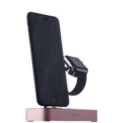 Док-станция&USB-концентратор COTECi Base (B18)MFI для Apple Watch & iPhone X/ 8 Plus 2in1 stand (CS7200-MRG) Розовое золото - фото 55849
