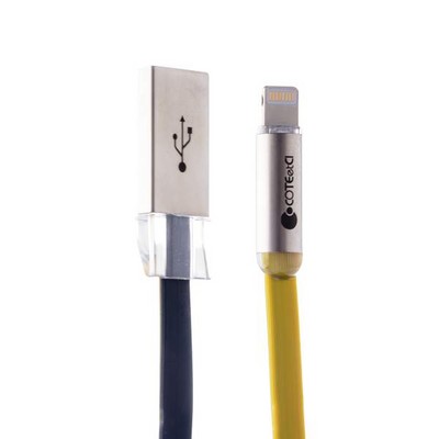 Дата-кабель USB COTECi M36 FLAT series The bullet Lingtning CS2149-YL (1.2 м) желтый - фото 55851