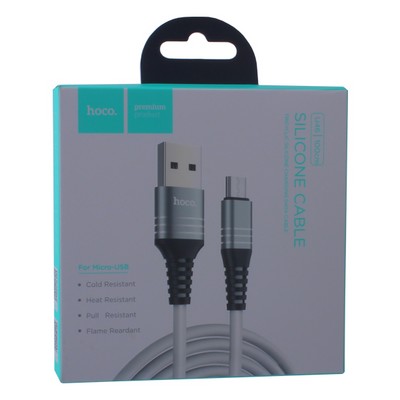 Дата-кабель USB Hoco U46 Tricyclic silicone charging data cable MicroUSB (1.0 м) White - фото 55949