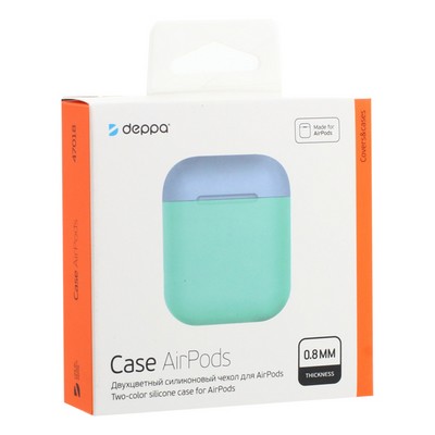 Чехол силиконовый Deppa для AirPods 2/ AirPods D-47018 1.4мм Мятно-голубой - фото 50958
