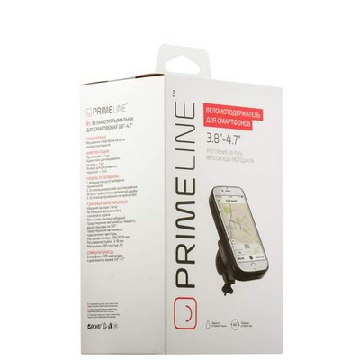 Веломотодержатель Prime Line 5505 (для смартфонов и GPS 3.8"-4.7") крепление на руль Графитовый - фото 51019