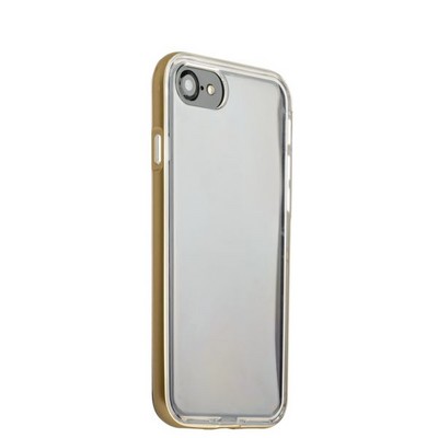 Чехол&бампер силиконовый прозрачный для iPhone SE (2020г.)/ 8/ 7 (4.7) в техпаке Золотистый борт - фото 51036