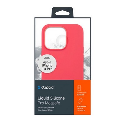 Чехол-накладка силикон Deppa Liquid Silicone Pro Magsafe Case D-88349 для iPhone 14 Pro (6.1") Красный - фото 51124