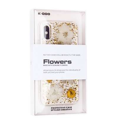 Чехол-накладка силиконовая KZDOO Flowers TPU+Dried Flowers+Lucite для Iphone XS Max (6.5") Желтая - фото 51470
