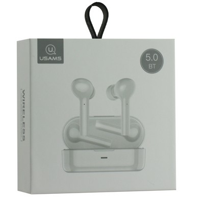 Bluetooth-гарнитура USAMS LA001 Series Touch control BT 5.0 (BHULA02) 300mah с зарядным устройством Белый - фото 51673