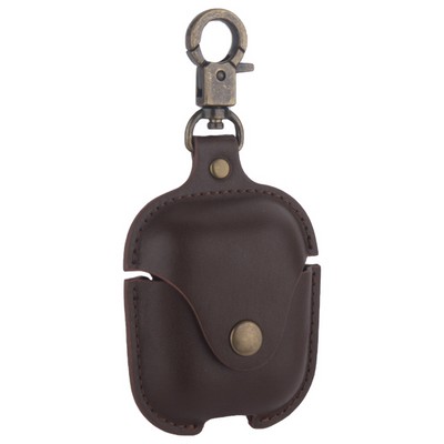 Чехол кожаный COTEetCI (AP7) Leather Case with Hook для AirPods с карабином CS8122-BR Коричневый - фото 12764