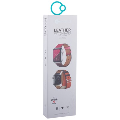 Ремешок кожаный COTECi W36 Fashoin Leather (WH5261-40-BRR) для Apple Watch 40мм/ 38мм (Long) Коричневый-Розовый - фото 51754