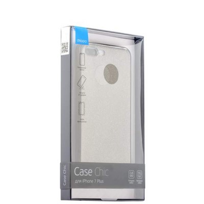 Чехол-накладка силикон Deppa Chic Case с блестками D-85301 для iPhone 8 Plus/ 7 Plus (5.5) 0.8мм Черный - фото 51943