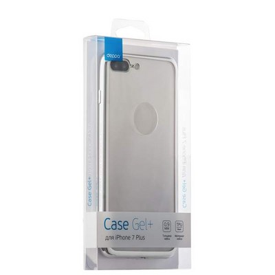 Чехол-накладка силикон Deppa Gel Plus Case D-85259 для iPhone 8 Plus/ 7 Plus (5.5) 0.9мм Серебристый глянцевый борт - фото 51975