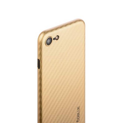 Чехол-накладка карбоновая Coblue 4D Glass & Carbon Case (2в1) для iPhone SE (2020г.)/ 8/ 7 (4.7) Золотистый - фото 52022