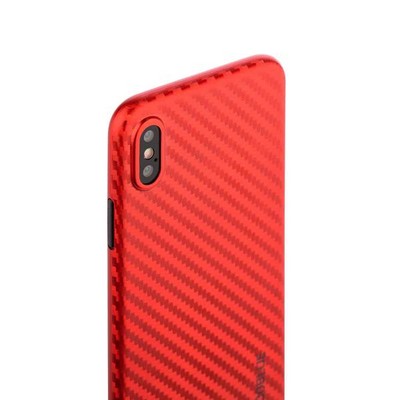 Чехол-накладка карбоновая Coblue 4D Glass & Carbon Case (2в1) для iPhone XS/ X (5.8") Красный - фото 52040