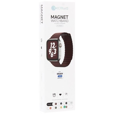 Ремешок кожаный COTECi W7 Leather Magnet Band (WH5205-SN) для Apple Watch 40мм/ 38мм Светло-коричневый - фото 52656