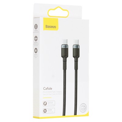 Дата-кабель Baseus Cafule cable Type-C to Type-C 100W (20V-5A ) (CATKLF-ALG1) 2.0 м Черный - фото 52969