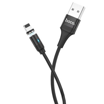 Дата-кабель USB Hoco U76 Magnetic charging data cable for Lightning (1.2м) (2.4A) Черный - фото 52976