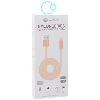 Дата-кабель USB COTECi M30i Lightning Cable Breathe CS2127-TS (0.2m) Серебристый - фото 53069