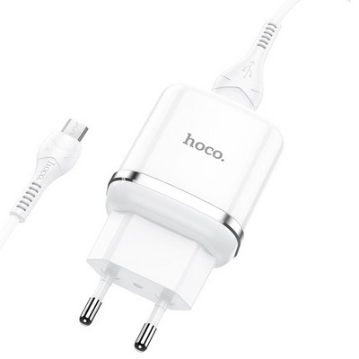 Адаптер питания Hoco N3 Special single port QC3.0 charger с кабелем MicroUSB (USB: 3.6-6.5V 3.0A/6.6-9V 2.0A/ 18W) Белый - фото 53163