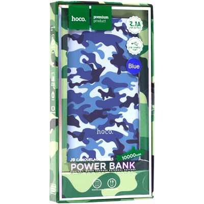Аккумулятор внешний универсальный Hoco J9-10000 mAh Camouflage Series Power Bank (USB: 5V/2.1A Max) Камуфляж-синий - фото 53241