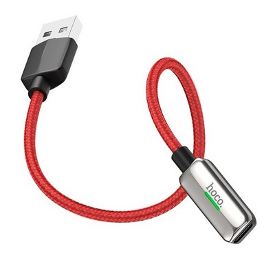 Кабель Hoco LS 28 Lightning digital audio conversion cable (с разъемом для зарядки) (0.25м) Красный - фото 53781