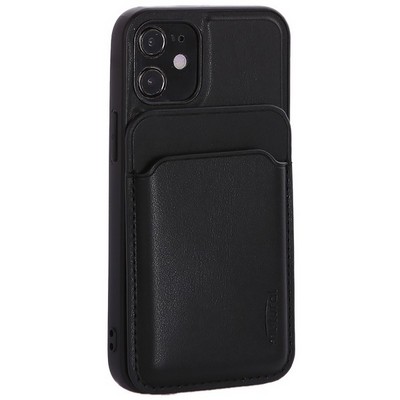 Чехол-накладка кожаный Mutural для Iphone 12 mini (5.4") с бумажником MagSafe Черный - фото 53822