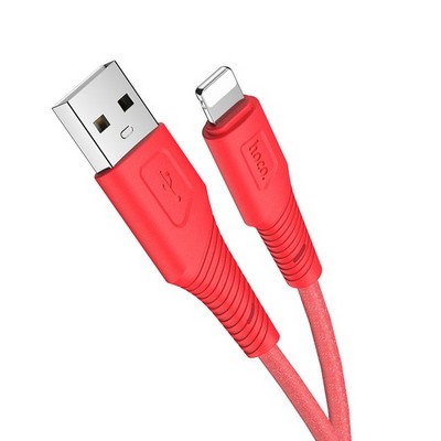 Дата-кабель USB Hoco X58 Airy silicone charging data cable for Lightning (1м) (2.4A) Красный - фото 54084