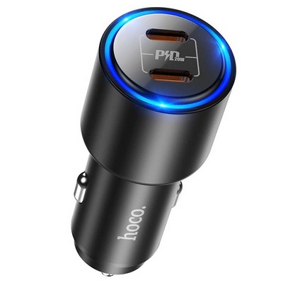 Разделитель автомобильный Hoco NZ3 Clear way 40W dual port PD car charger (2Type-C: 5V & 2.4A 20W/ total output 40W) Черный - фото 54507