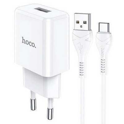 Адаптер питания Hoco N9 Especial single port charger с кабелем Type-C (USB: 5V max 2.1A) Белый - фото 54547
