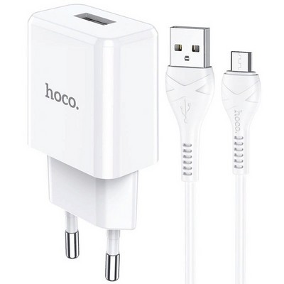 Адаптер питания Hoco N9 Especial single port charger с кабелем MicroUSB (USB: 5V max 2.1A) Белый - фото 54553
