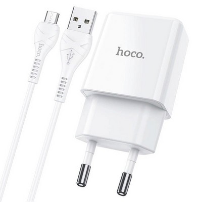Адаптер питания Hoco N9 Especial single port charger с кабелем MicroUSB (USB: 5V max 2.1A) Белый - фото 54555
