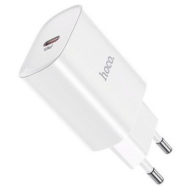 Адаптер питания Hoco N14 Smart Charging single port PD20W+QC3.0 charger (USB-C: 5V max 3A/ 20Вт) Белый - фото 54561