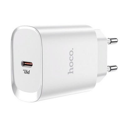 Адаптер питания Hoco N14 Smart Charging single port PD20W+QC3.0 charger (USB-C: 5V max 3A/ 20Вт) Белый - фото 54563