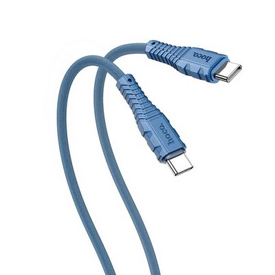 Дата-кабель Hoco X67 Nano Silicone Type-C to Type-C charging data cable 60Вт Max 1.0 м Синий - фото 54719