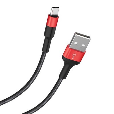 Дата-кабель USB Hoco X26 Xpress charging data cable Type-C (1.0 м) Black & Red - фото 54776