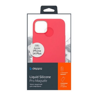 Чехол-накладка силикон Deppa Liquid Silicone Pro Magsafe Case D-88350 для iPhone 14 Plus (6.7") Красный - фото 54944