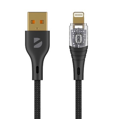 Дата-кабель USB Deppa Crystal USB - Lightning D-72501 (1м) Черный - фото 55111