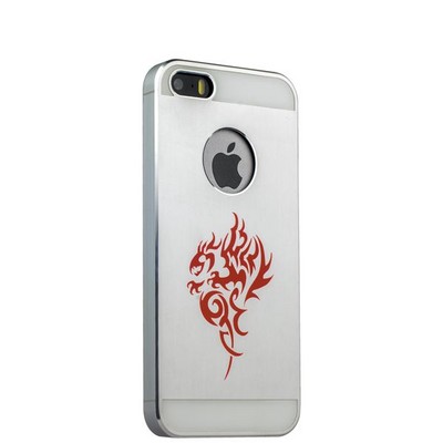 Накладка металлическая iBacks Aluminium Case With Cameo для iPhone SE/ 5S/ 5 - Dragon (ip50145) Silver Серебристая - фото 55350