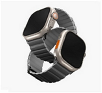 Ремешок силиконовый Uniq REVIX Premium для Apple Watch 49/45/44/42MM, цвет угольный/серый (CHARCOAL/ASH GREY) - фото 57078