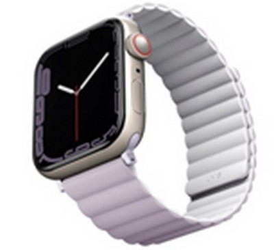 Ремешок силиконовый Uniq REVIX для Apple Watch 49/45/44/42, цвет сиреневый/белый (LILAC/WHITE) - фото 57081