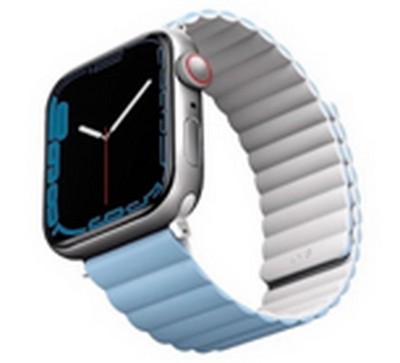 Ремешок силиконовый Uniq REVIX для Apple Watch 49/45/44/42, цвет белый/голубой (WHITE/BLUE) - фото 57084